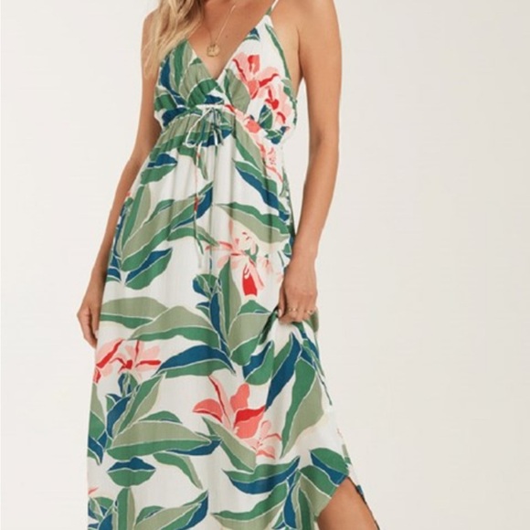 Tropical Leaf Print Maxi Dress - Picture 1 of 8